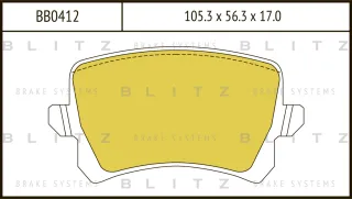 BB0412 Blitz Колодки тормозные задние дисковые к-кт Changan CS 75 Арт BB0412BLITZ, вид 1