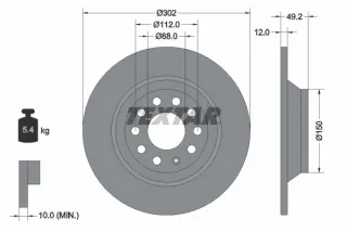 92132503 Textar Диск тормозной задний Audi A6 C6 (S6,RS6) Арт 92132503TEXTAR, вид 1