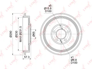 BM1156 Lynx Барабан тормозной Skoda Roomster 1 restailing Арт BM1156LYNX, вид 1