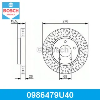 0986479U40 BOSCH Диск тормозной передний Mitsubishi Lancer 10 Арт 0986479U40BOSCH, вид 1