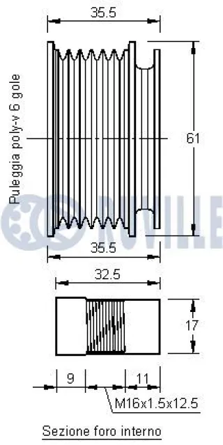 541266 Ruville Шкив генератора Audi A6 C5 (S6,RS6) Арт 541266RUVILLE, вид 1