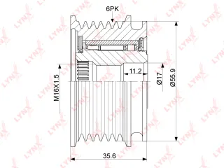 PA1037 Lynx Шкив генератора Audi A6 C5 (S6,RS6) Арт PA1037LYNX, вид 1