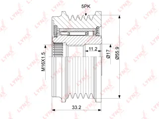 PA1015 Lynx Шкив генератора Audi A6 C5 (S6,RS6) Арт PA1015LYNX, вид 1