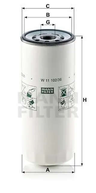 W1110236 Mann Filter truck Фильтр масляный МАЗ 6312 Арт 109215835, вид 1
